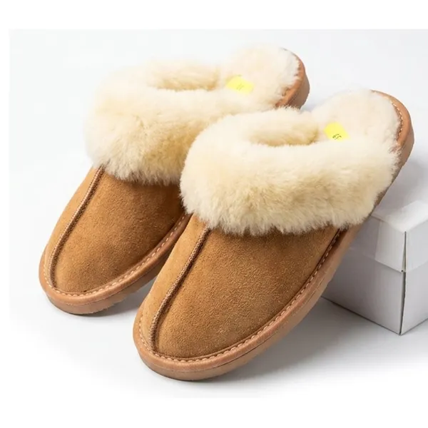 Hampstead London brune tøfler med fluffy kunstpels